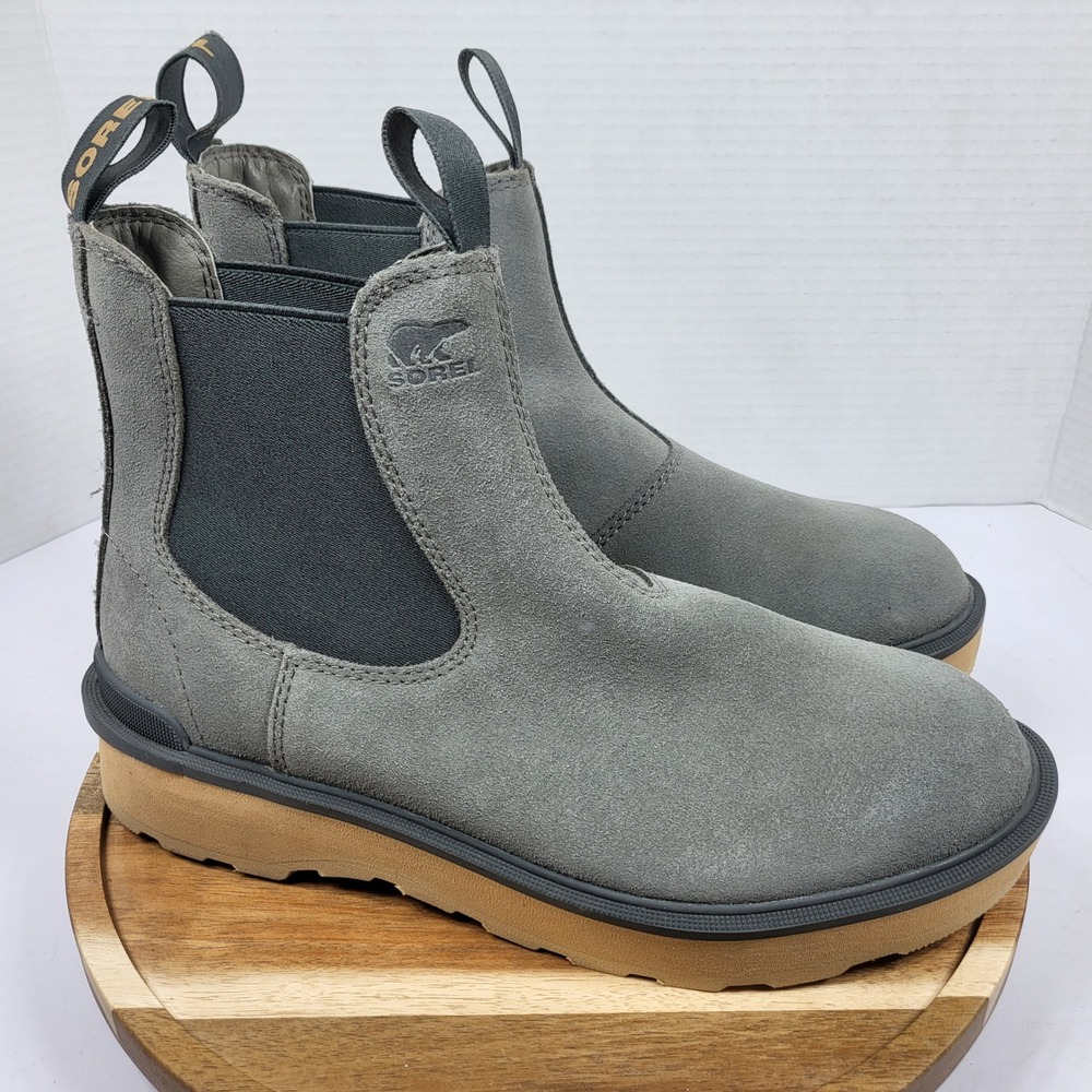 Sorel Women Explorer STRT Chelsea Boot Waterproof Grey Suede US 9
